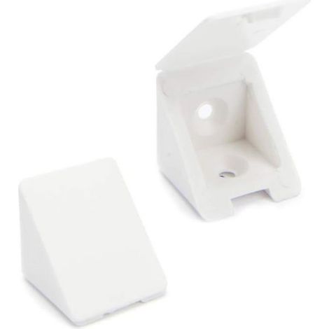 100 Équerres d'Angle Plastique Blanc, 2 Trous, Connecteurs Meubles, Étagères (1/4)