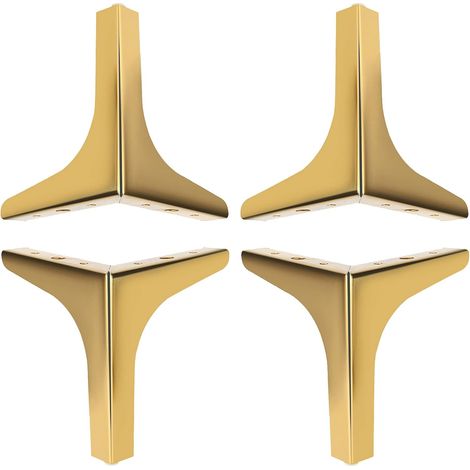 Ensemble de 4 pieds de table plaqués or – 10 cm, titane doré, triangle en métal, pieds de table, mobilier