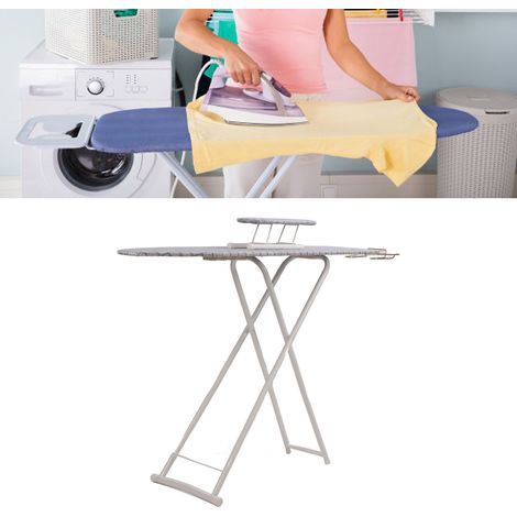 Table à repasser pliante pour usage domestique, grande table à repasser robuste et extensible, 42 pouces, à carreaux gris, bleu à manches courtes. (1/5)