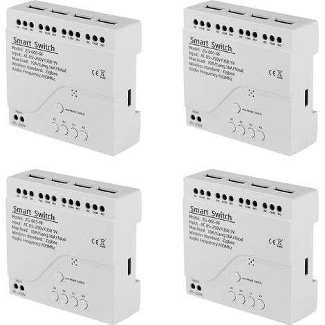 Module de commutation intelligent Tuya ZigBee 4 canaux RF433 pour domotique, disjoncteur DIY, relais sans fil et commande vocale (1/5)