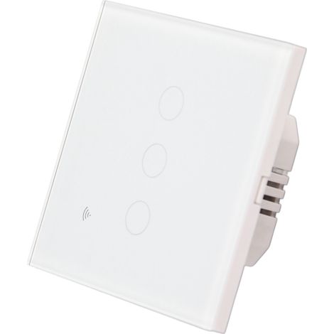 Intelligenter WLAN-Schalter mit 3 Touch-Schaltern, Weiß, App-gesteuerte Fernbedienung, elegant und modern, 110–240 V Wechselstrom (1/5)