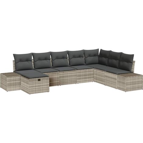 Maison Exclusive - Set Divano da Giardino 8 pcs Grigio chiaro polyrattan