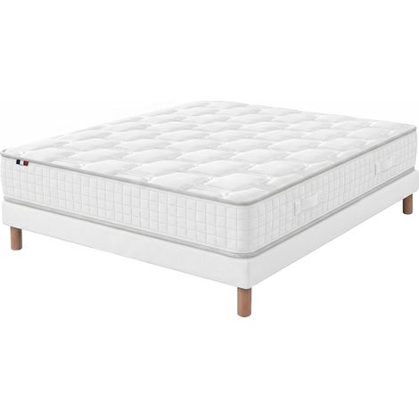 Ensemble matelas ressorts COSMOS sommier deco gris foncé 140x190 cm