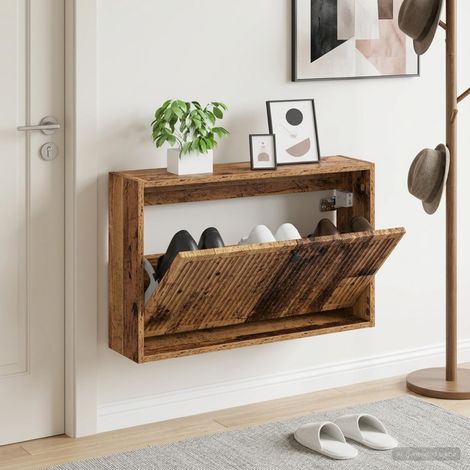 vidaXL Wall-Mounted Shoe Cabinet EDE 71 x 17 x 43 cm Engineered Wood (1/5)