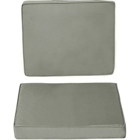 Ensemble de 2 coussins d’assise en tissu gris foncé, 56 x 52 cm, épaisseur 7 cm, housse amovible avec fermeture éclair, lavable en machine (1/5)