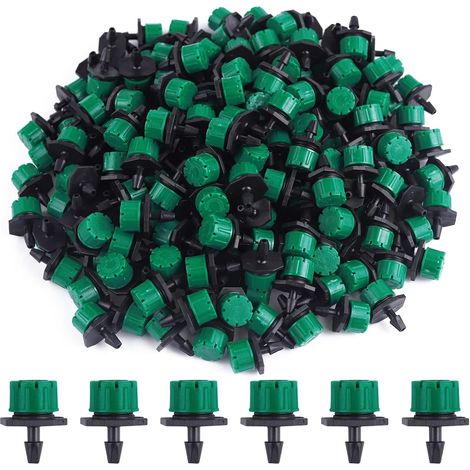 Sollbry Goutteurs d'irrigation réglables,Lot de 200 pièces-Système de Micro-Irrigation réglable,goutteurs Anti-Obstruction, matériel de Jardinage ,Vert Foncé (1/5)