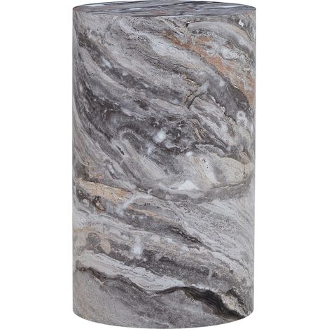 Mesa de centro redonda de MDF efecto mármol gris 30 x 55 cm (1/5)
