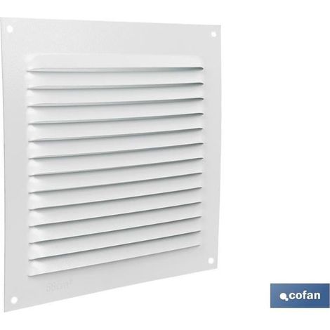 Grille de ventilation en aluminium blanc 15 x 15 cm, 0,6 mm d'épaisseur, laquée.