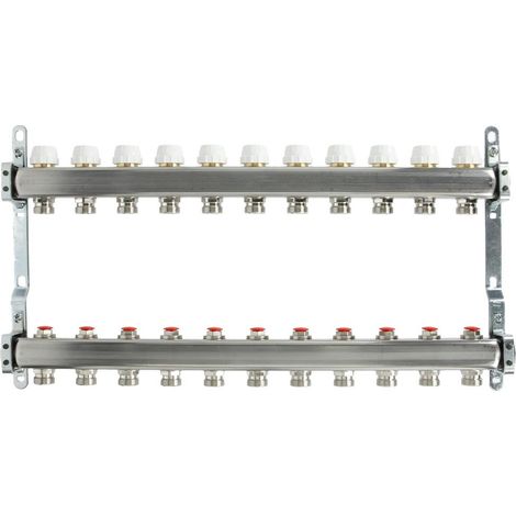 Collecteur plancher chauffant 11 circuits 1’’ acier inoxydable