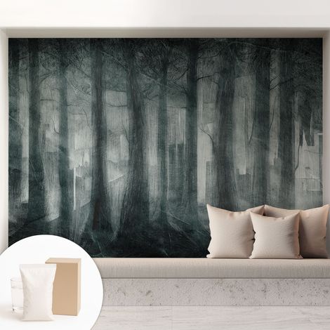 Tapete Vliestapete mit Kleber - Fototapete mit Motiv - Wandtapete modern - Wandgestaltung Geheimnisvoller Wald 208x146 cm (1/5)