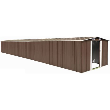 Casetta da giardino casetta per capanni casetta per riporre gli attrezzi casetta per esterni robusta 257 x 990 x 181 cm acciaio zincato marrone 020022282