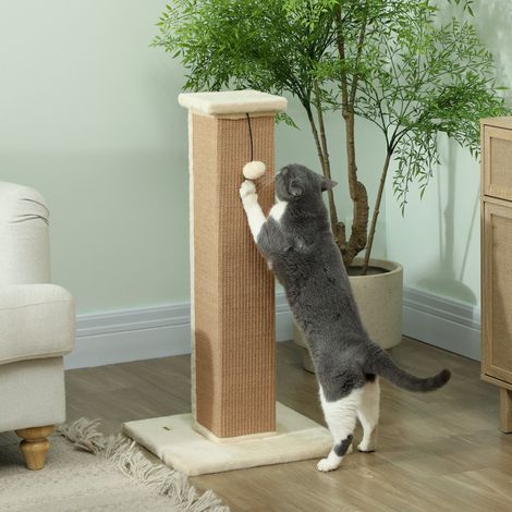 Taille Griffoir Chat 81 Poteau Jute Balle Suspendue Animaux Compagnie Beige 41x41x81cm (1/4)