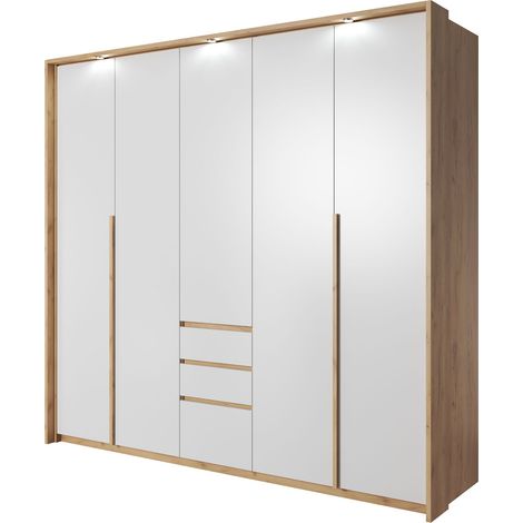 Armadio, bianco + rovere dorato, 229,4 x 215,5 x 65 cm