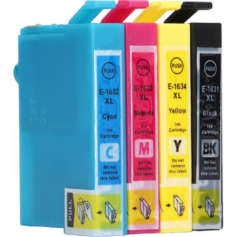 Cartouche d'encre 4 pièces BK C M Y, impression fluide, nette et sans décoloration, compatible avec imprimante WorkForce WF 2010W. (1/5)