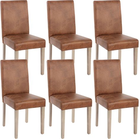 Set 6x sedie Littau tessuto soggiorno cucina sala da pranzo 43x56x90cm effetto scamosciato piedi color rovere (1/5)