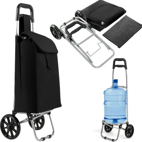 Faltbarer Einkaufswagen mit abnehmbarer 35-Liter-Tasche, Schwarz