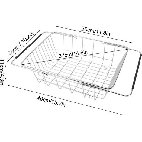 Ortviai Panier de rangement pour congélateur en acier inoxydable extensible, charge max 20 kg, fond plat, 30 x 37 x 40 cm (1/4)