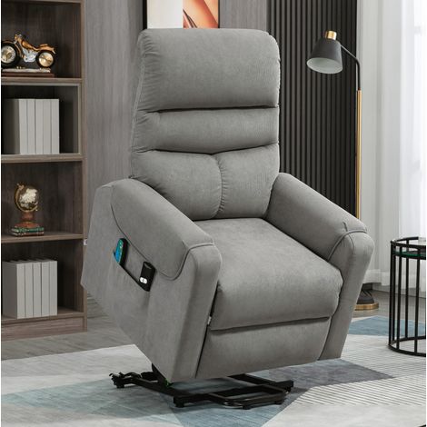 Sillón elevador masajeador eléctrico con calefacción y función reclinable, gris oscuro HAVRYA (1/3)