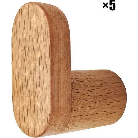 Holzhaken (5er-Set) Kein Bohren erforderlich Rustikaler Stil Geeignet für Badezimmer, Flure und Schlafzimmer