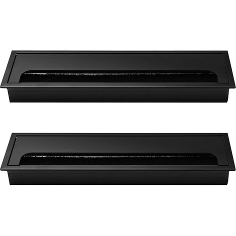 Lot de 2 passe-câbles noirs pour bureau, 280 x 80 mm, cache-trous pour bureau, cache-trous métallique pour bureau d'ordinateur, cache-trous rectangulaire en alliage d'aluminium pour l'organisation des (1/3)