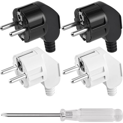 4 Pièces Fiche Coudée, Fiche Mâle, Prise Electrique Male 250V 16A (1/5)