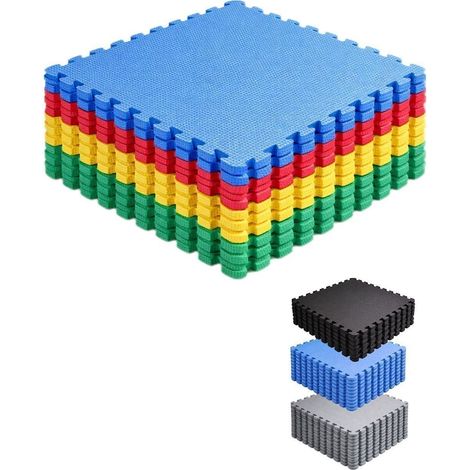 JARDIN202 - Esterilla Fitness Puzzle Suelos para Gimnasio  Set Protección de Goma Espuma, Tatami, Alfombra Expandible 60x60cm (10mm)  12 Uds  4,32 m² (Multicolor)