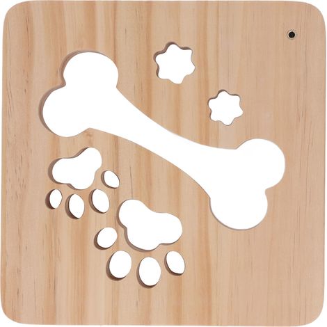 Veilleuse 3D avec motif os et griffes, design ajouré, veilleuse LED créative en bois pour la décoration de la chambre d'enfant