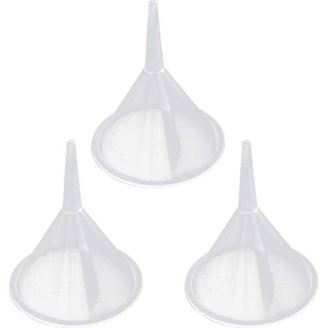 embudos transparentes, embudos de cocina, mini embudos de plástico para transferir perfume, líquidos, arena, polvo, aceite de alimentos. (1/4)