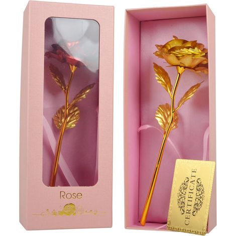Coffret cadeau créatif avec roses dorées pour la Saint-Valentin, la Fête des enseignants, Cadeau d'ouverture de Rose Window (1/4)