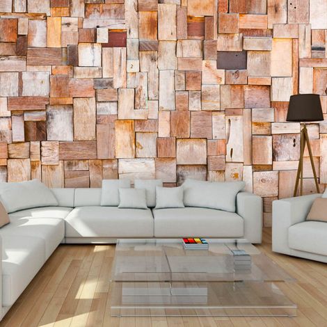 Papier peint mosaïque de mélèze - 350 x 245 cm