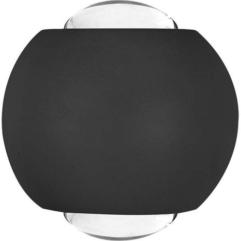Aplique LED esférico de pared V-TAC de 2 W, doble haz, negro, blanco natural, IP54