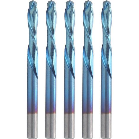 5-teiliger Fräser, 2 Schneiden, Wolframstahl, Nano-blaue Beschichtung, CNC-Schneidwerkzeug, 3,175 x 15 x 45 mm