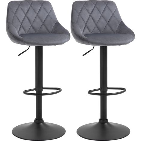 CHICFURN Set di 2 sgabelli da bar regolabili 48x46x104 cm grigio scuro in poliestere (1/5)