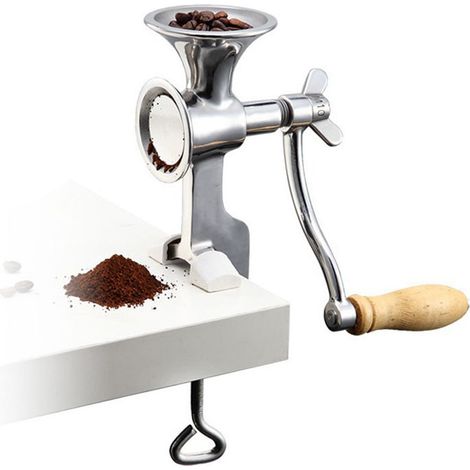 Moulin à grains manuel avec broyeur en acier inoxydable 304 et manche en bois pour café, riz et épices (1/4)