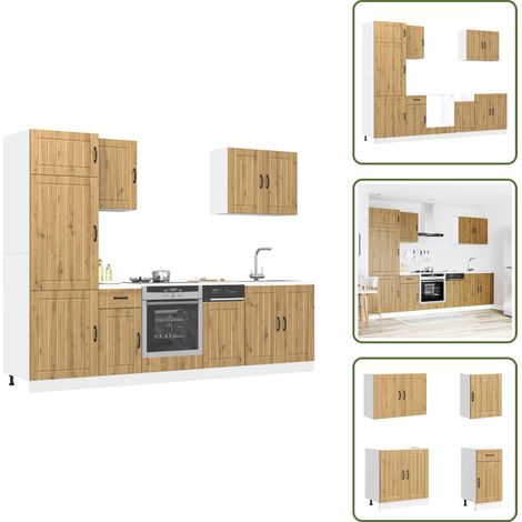 Piano di lavoro - vidaXL Set Mobili da Cucina 7 pz Lucca Rovere Artigianale Truciolato - Armadio per forno