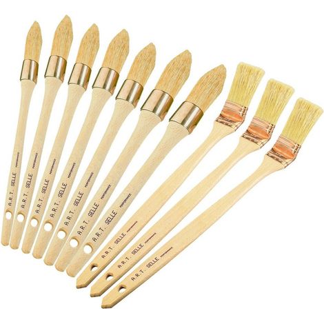 Ocai – Lot de 10 brosses chantier 100% soie – Pour peinture précise sur surfaces lisses – 1 brosse pouce, 1 brosse rechampir, 2 brosses radiateur