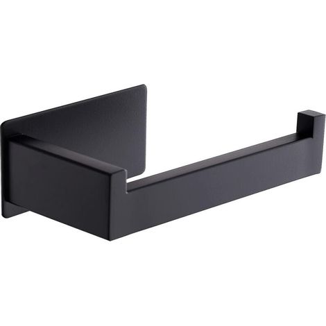 Porte-papier toilette sans perçage, auto-adhésif, en acier inoxydable, noir. (1/5)