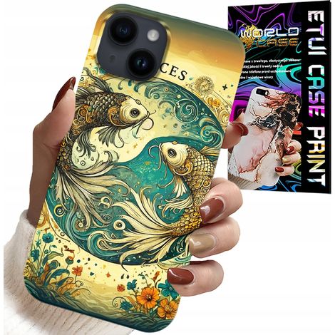 Custodia per iPhone 14 Plus - segno zodiacale, pesci e astronomia + lamina