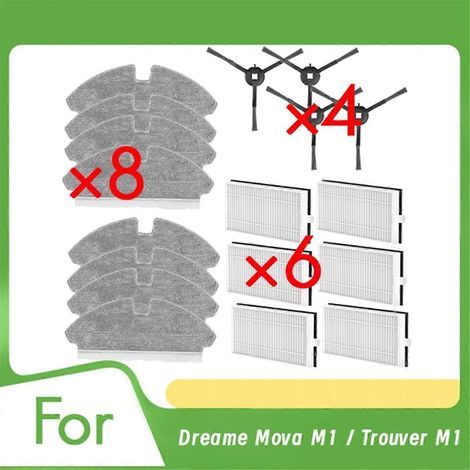 18 filtres et chiffons de rechange pour robot aspirateur Dreame Mova M1 / Trouver M1 (1/4)