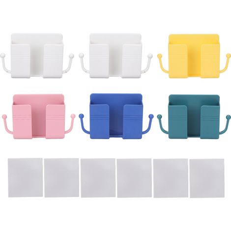 6pcs étagère adhésive murale pour salon de beauté, boîte de rangement autocollante pour téléphone et télécommande (1/5)