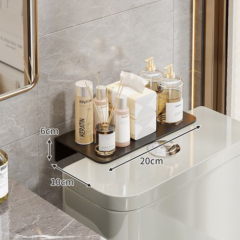 Schmales Wandregal über der Toilette, Toilettenpapierhalter, platzsparender Lückenorganisator - Schwarz (20x10x6 cm), 1 Stück-lsw