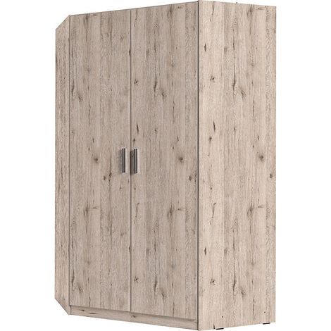 Armadio ad angolo con due porte collezione FLEX, colore rovere wellington e grigio grafite.