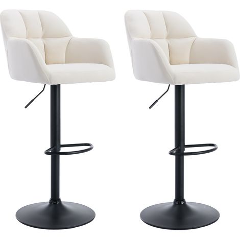 Bar Stools Set of 2 in Velvet Upholstered Modern Counter Chairs Height Adjustable Swivel Stools for Kitchen Home Bar Restaurant, Beige, Wahson