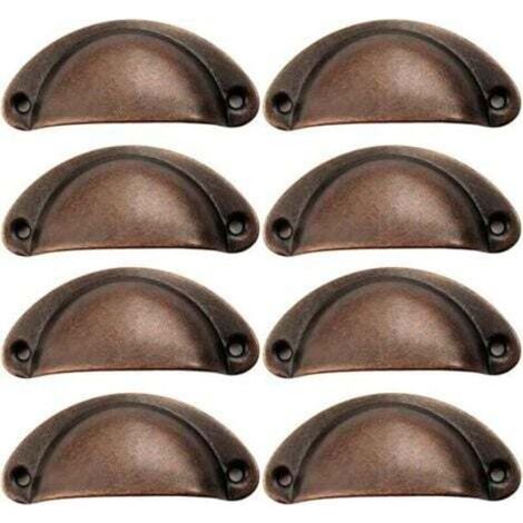 8 Pcs Poignée de Coquille, Poignée Coquille Rétro, Tiroir Poignée, Poignée de Meubles, pour Penderies, Armoire, Tiroirs (Rouge antique) (1/4)