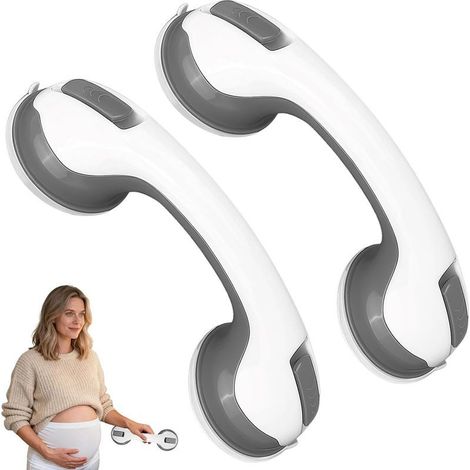 Poignée Ventouse Salle de Bain, Poignée Douche Ventouse, 100KG, Gris, Sans Perçage ni Vis, pour Sécurité Seniors Enfants Salle de Bain (1/4)