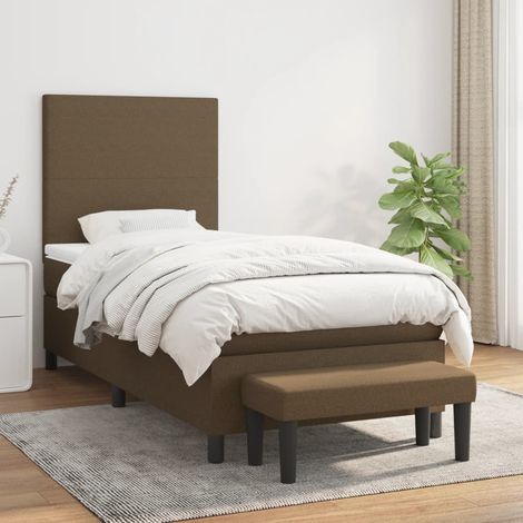 Boxspringbett mit Matratze Dunkelbraun 100x200 cm Stoff (1/5)