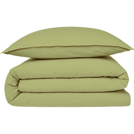 Housse de couette en coton 57 fils unie tilleul 140x200cm