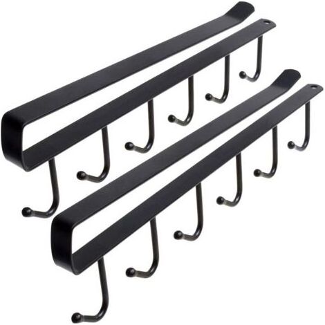 Metallene Becherhaken (2er-Set), Hängeregal für Becher unter Regalböden, Becherhalter für Schränke – schwarz (1/5)