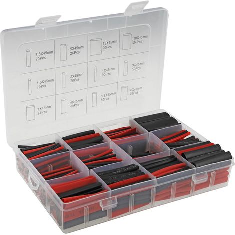 Schrumpfschlauch Sortiment 560 teilig Set schwarz rot 2:1 (1/5)
