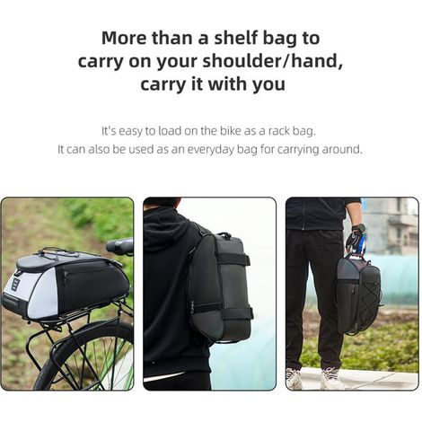 Sacoche de porte-bagages arrière de vélo grande capacité, réfléchissante, polyvalente, résistante et imperméable. (1/2)